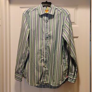 Robert Graham Designer Stunning Shirt Classy Dress Shirt Striped Size Medium